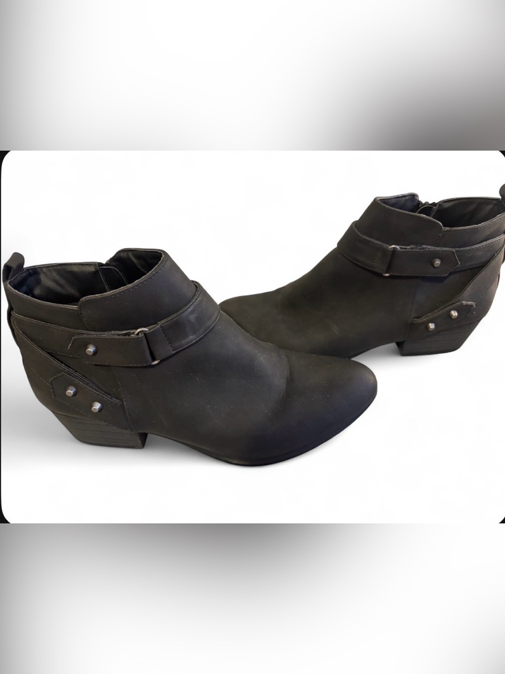 UNIONBAY Black Ankle Booties with Buckle Strap Detail